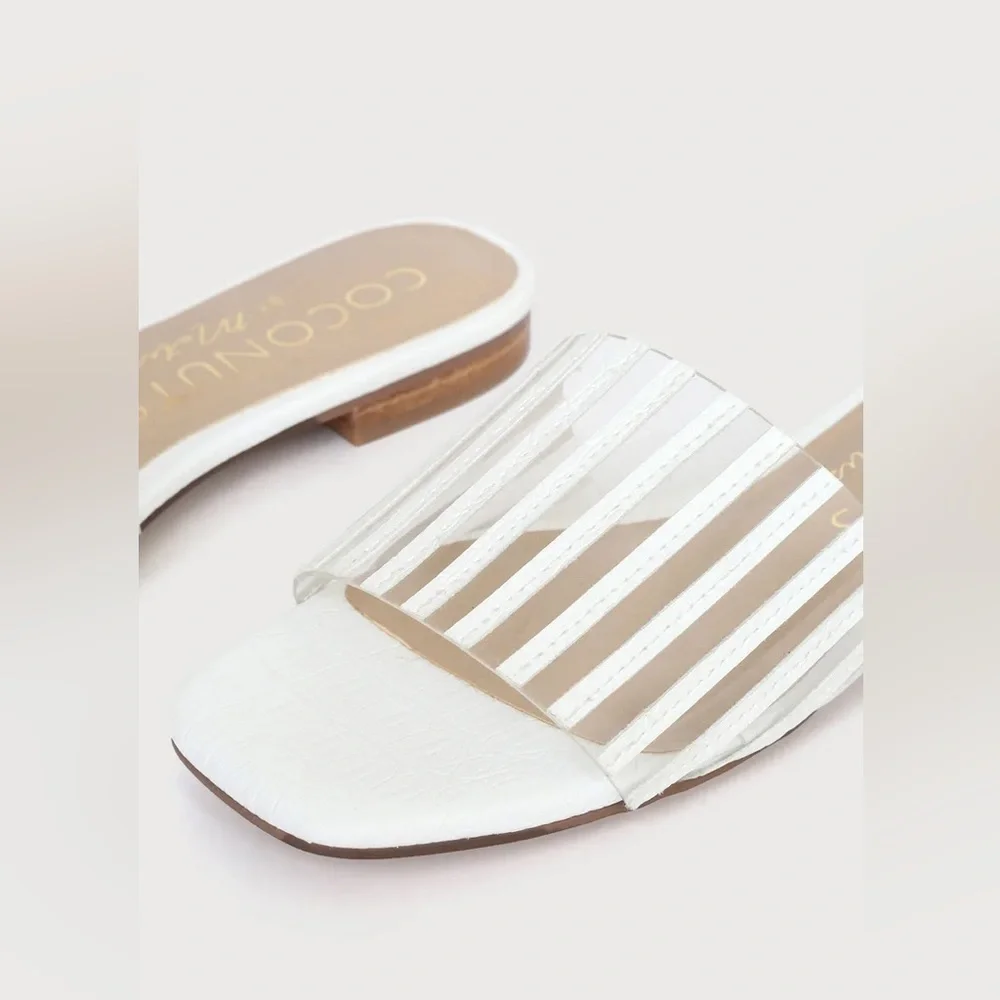 Up Late White Crocodile-Embossed Slide Sandals from Coconuts by Matisse